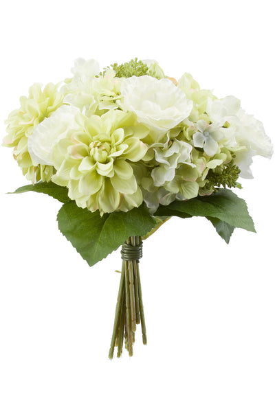 Hydrangeas Roses and Dahlias Bouquet White/Green